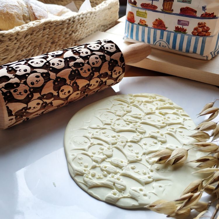 Деревянная скалка с узором «Панды», Березка — картинка 2