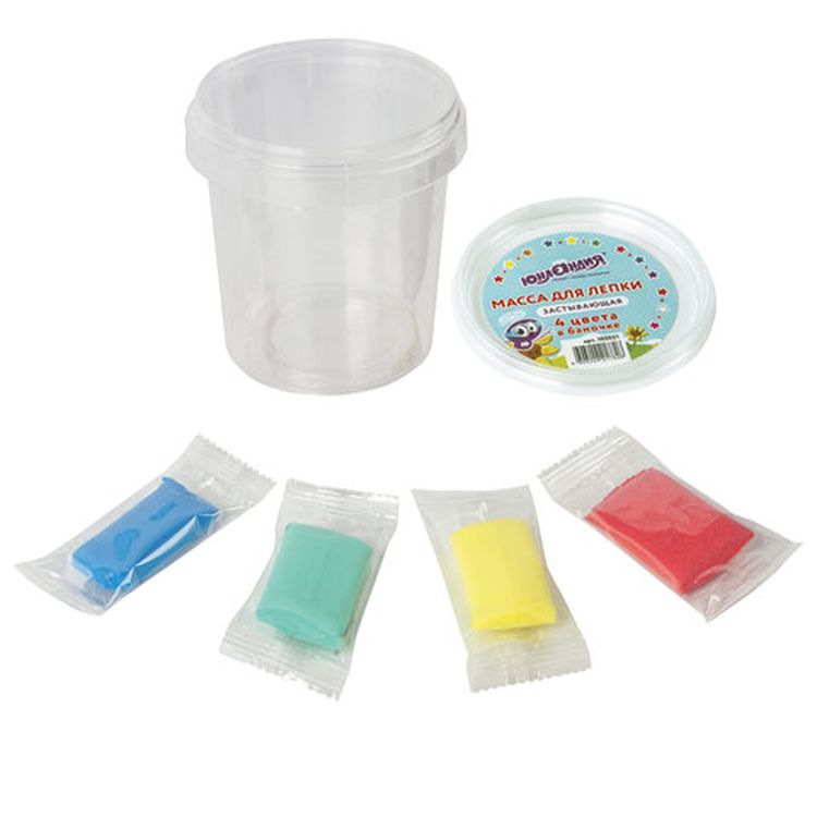 Масса для лепки лёгкая «Юнландик - фермер», 4 цв. в баночке, застывающая, 128 мл, Юнландия — картинка 3