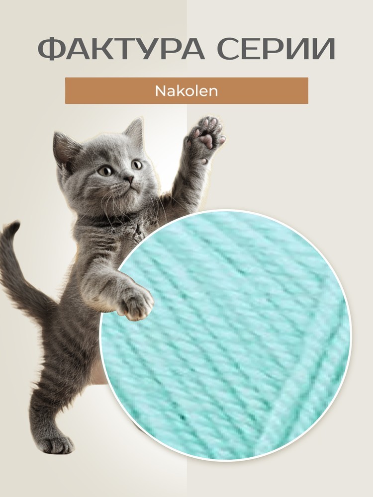 Пряжа NAKO Nakolen (Нако Наколен), (13), ментол, 5 шт. по 100 г — картинка 3