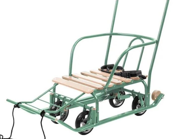 Санки детские с колесами зимние Тимка 5, оливковый — картинка 5