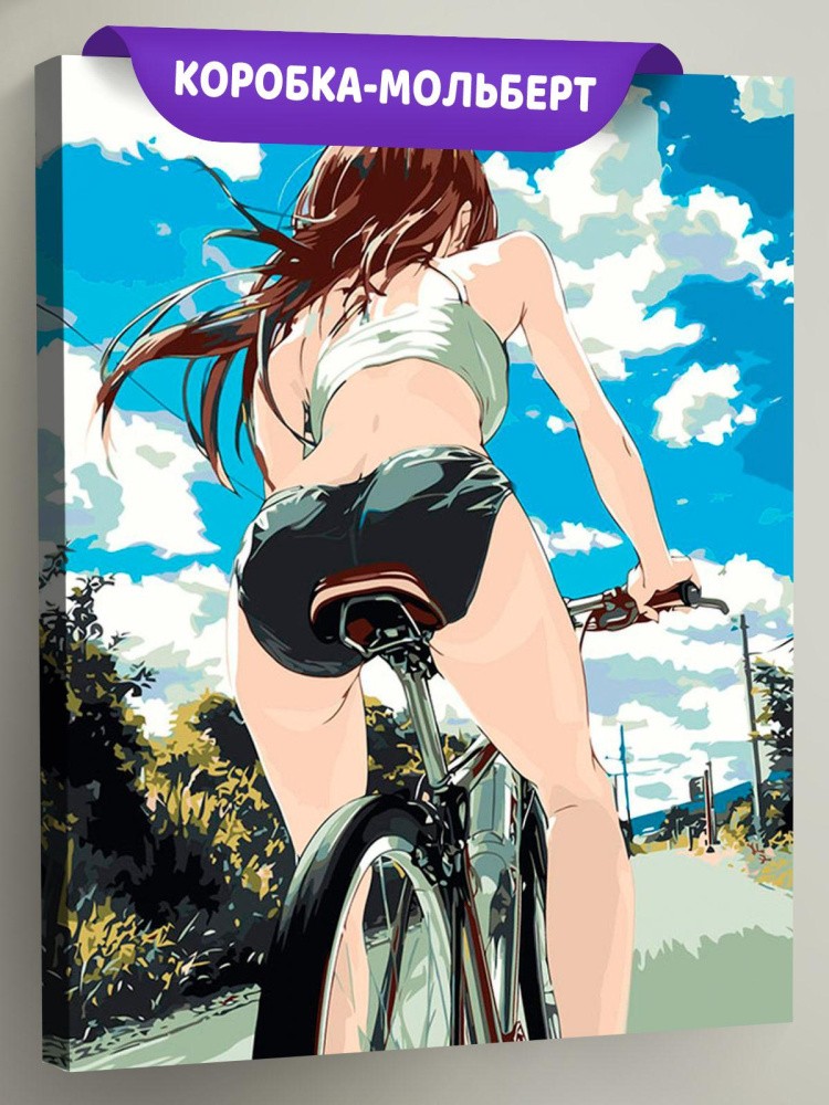Картина по номерам «Девушка в белье на велосипеде, аниме»