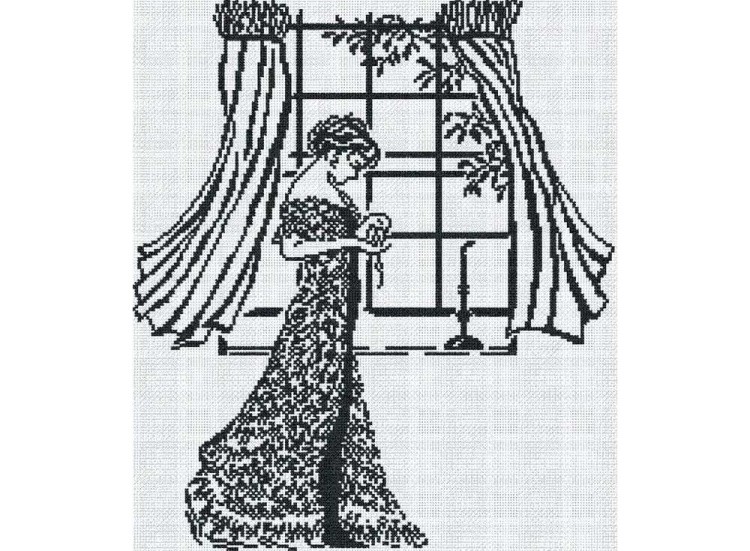 Набор для вышивания «Дама у окна» (черное на белом)