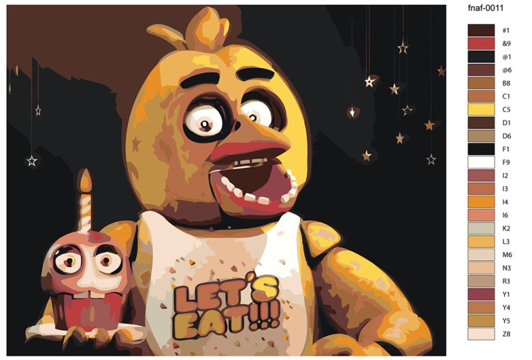Картина по номерам «Фнаф Five nights at Freddy's Чика» — картинка 2