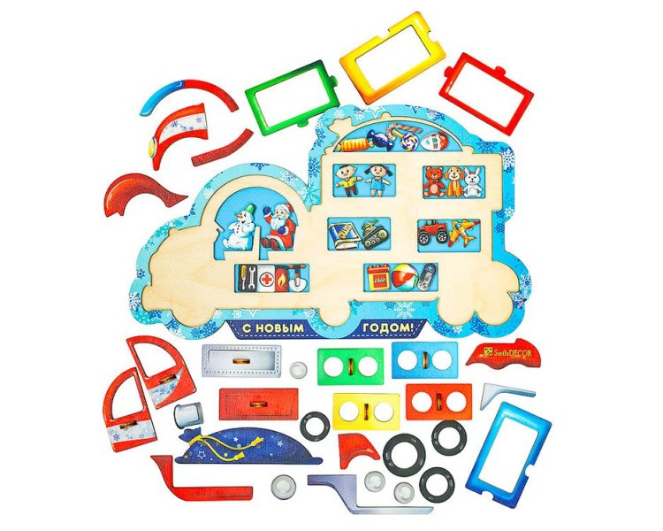 Развивающее пособие из дерева «Новогодний грузовик» — картинка 3