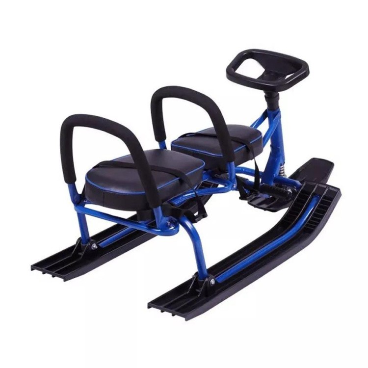 Снегокат детский 503 TWINS BABY со спинкой для двоих синий — картинка 6