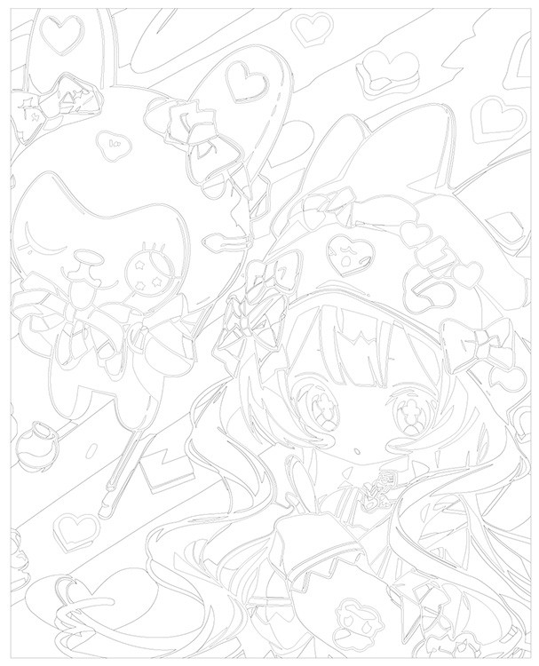 Картина по номерам «Аниме: Девушка и заяц с бантиками и сердечками» — картинка 3