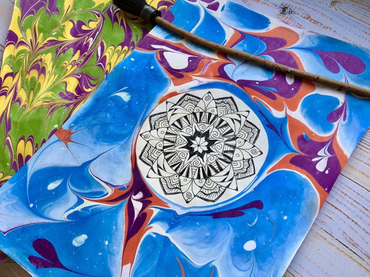 Краска для эбру темно-синяя 30 мл, Amazing Color — картинка 3