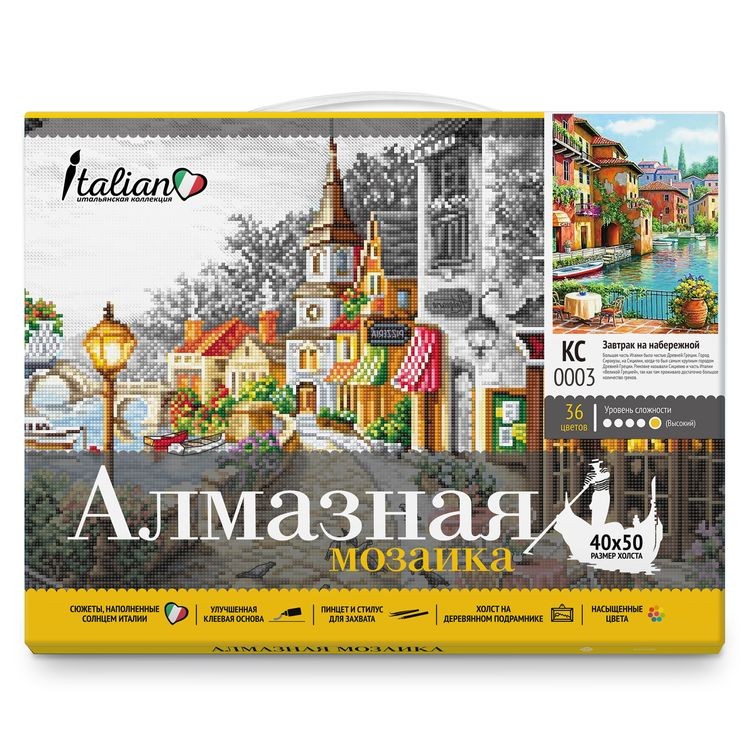 Алмазная вышивка с нанесенной рамкой «Завтрак на набережной» — картинка 2