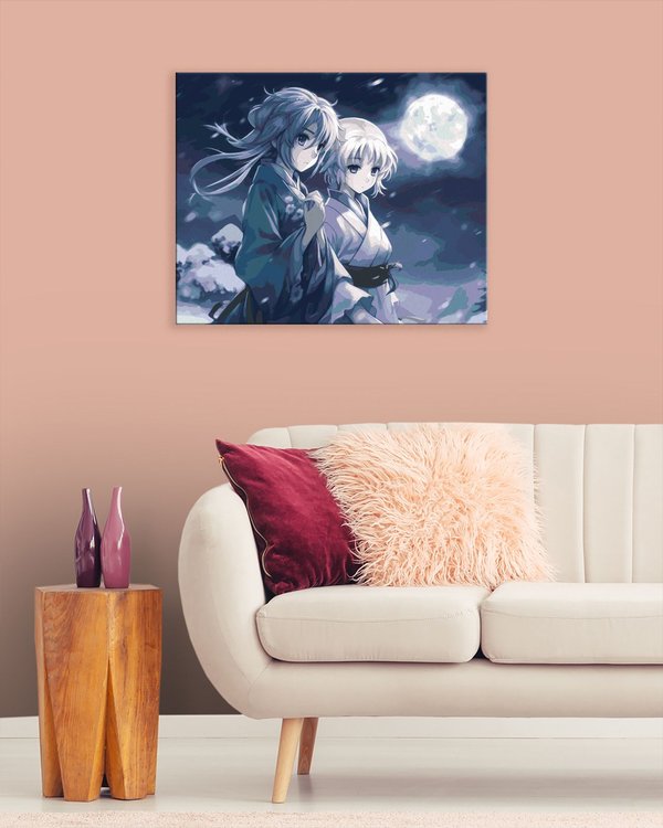 Картина по номерам «Аниме пара под снегом ночью» — картинка 3