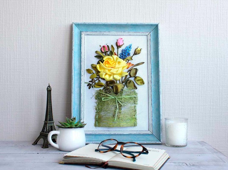 Вышивка лентами «Краски лета» — картинка 10