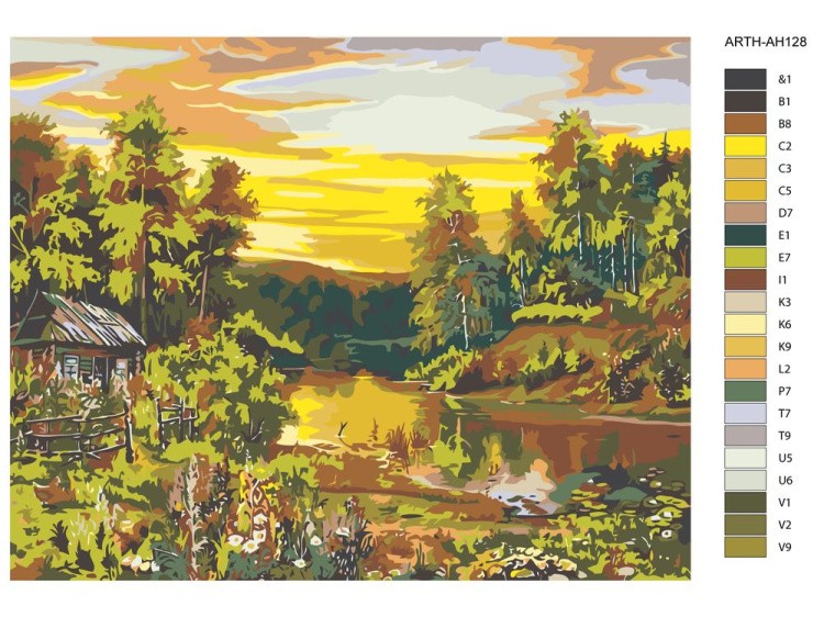 Картина по номерам «Дом у речки» — картинка 2