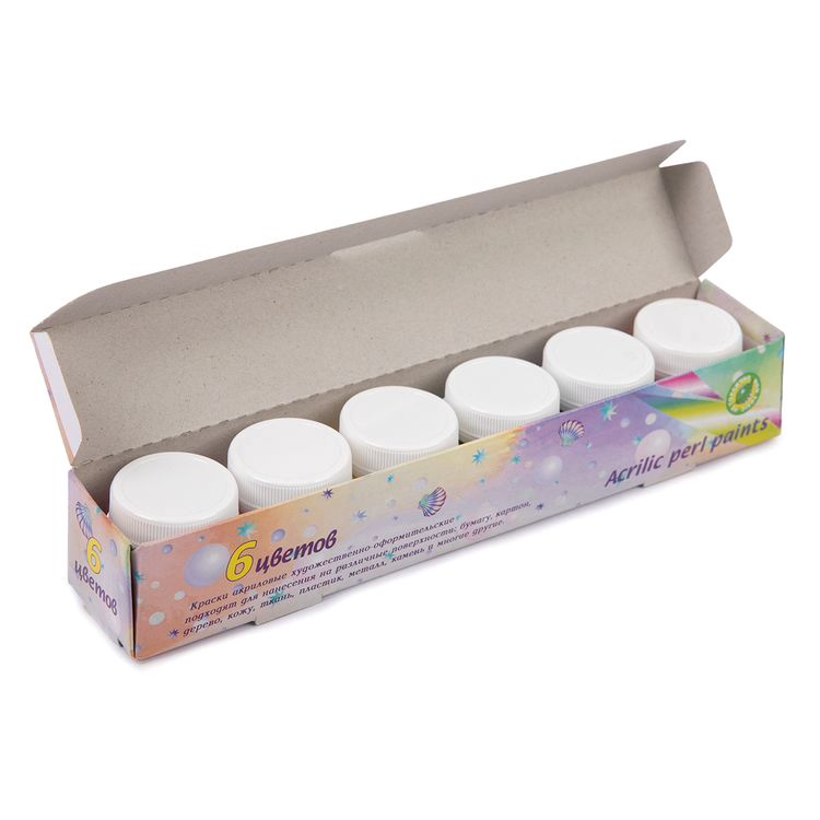 Набор красок акриловых с перламутром №1, 6 цв. по 15 мл, Аква-колор — картинка 2
