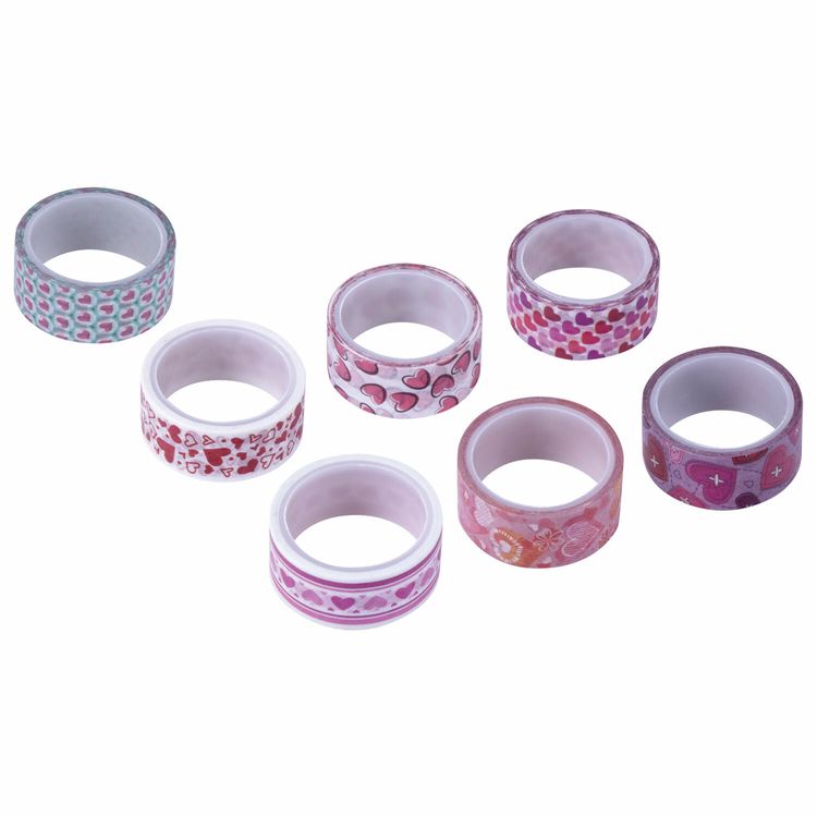 Клейкие WASHI-ленты для декора «Сердца», 7 цветов, 15 мм х 3 м — картинка 4