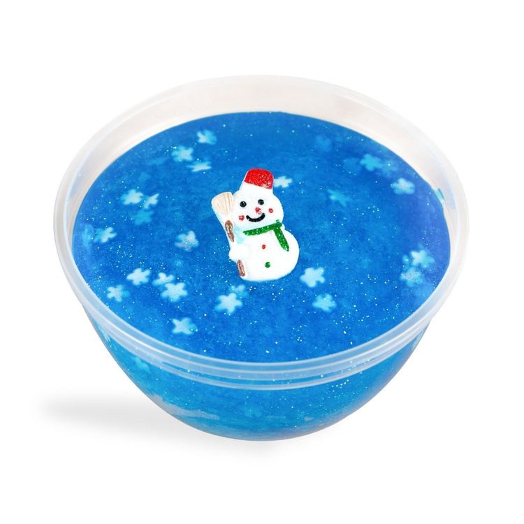 Слайм «Стекло» Физ голубой с блестками со снеговиком, 180 г