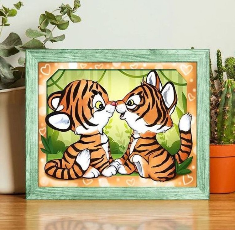 Алмазная вышивка «Встреча тигрят» — картинка 3