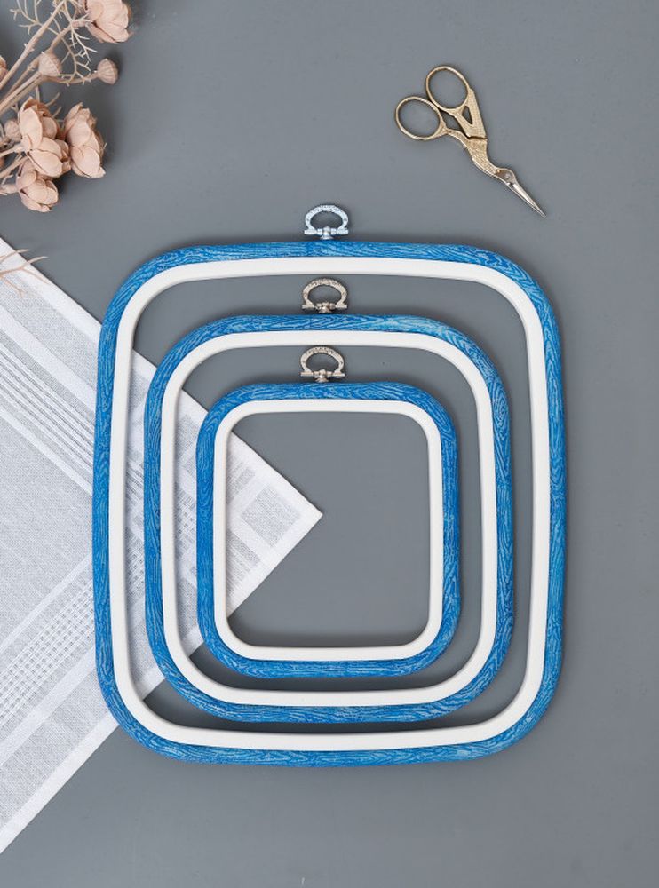 Пяльцы-рамка каучуковые 18х20 см, высота 10 мм, цвет: голубой, Nurge — картинка 3