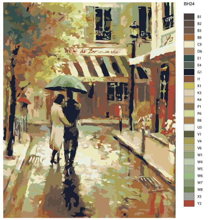 Картина по номерам «Пара под зонтом» — картинка 2