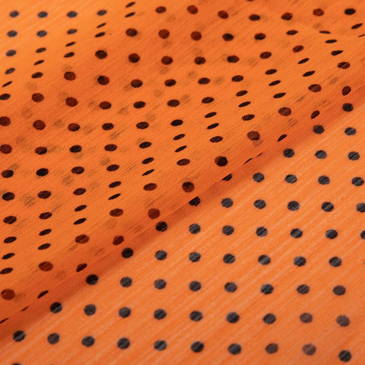 Ткань блузочная Chiffon, 68 г/м2, 2 м х 147 см, цвет: оранжевый/черный, Gamma