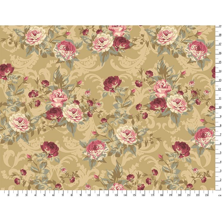 Ткань для пэчворка «ВИКТОРИАНСКИЕ РОЗЫ», 50x55 см, 146 г/м2, 100% хлопок, цвет: ВР-30 зеленый, принт, Peppy — картинка 2