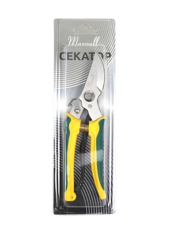 Секатор Maxwell изогнутое лезвие, 60/200 мм, ручки желто-зеленый пластик — картинка 12