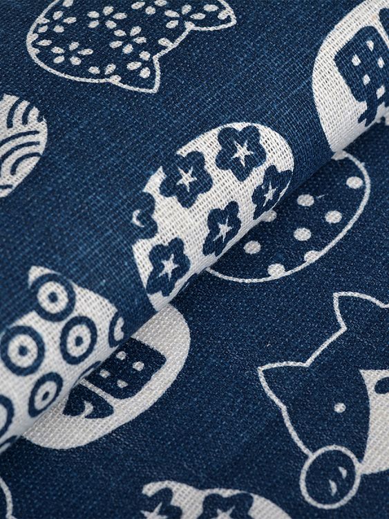 Ткань Лен, 140 г/м², 5 м x 150 см, цвет: синий, белый, животный принт, TBY — картинка 3