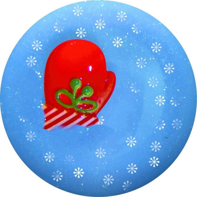 Слайм «Стекло» Баттер Голубой с блестками с варежкой и снежинками, 200 г