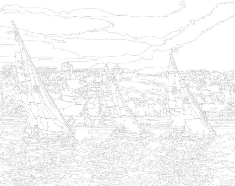 Картина по номерам «Парусники на реке» — картинка 3