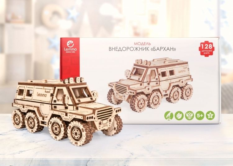 Деревянный конструктор, сборная модель Lemmo «Внедорожник Бархан» — картинка 2