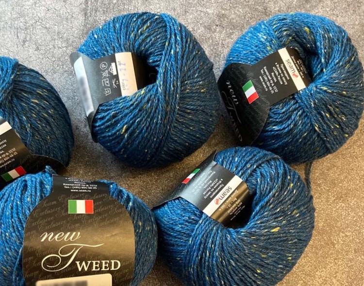 Пряжа SEAM TWEED new (147), твид синяя морская волна, 5 шт. по 50 г — картинка 2