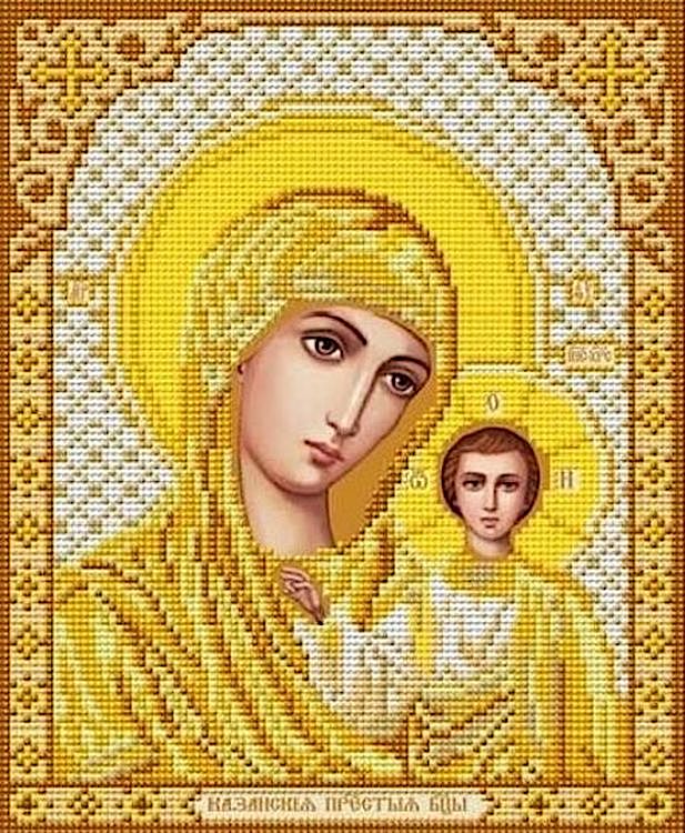 Рисунок на ткани «Казанская Божия Матерь в золоте», 20x25 см, БЛАГОВЕСТ