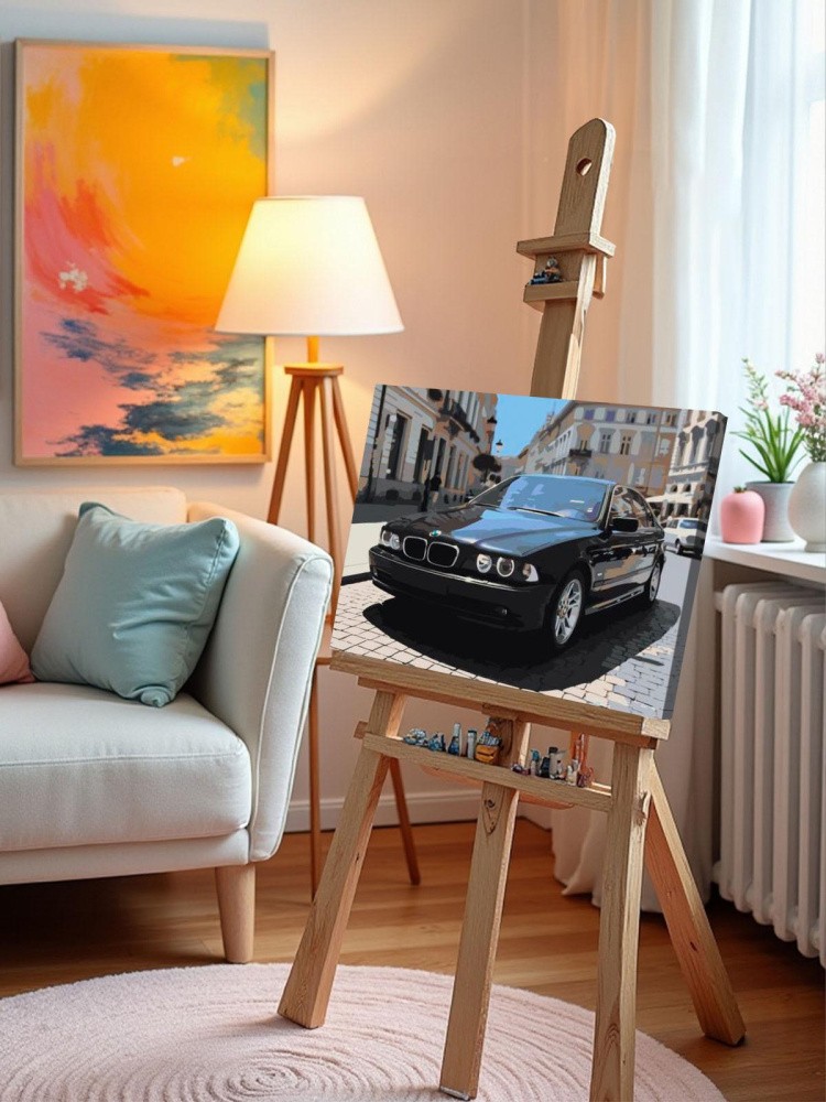 Картина по номерам Машина БМВ BMW E39 в городе — картинка 10