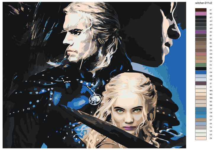 Картина по номерам «Ведьмак: Геральт, Цири и Йеннифэр 3» — картинка 2