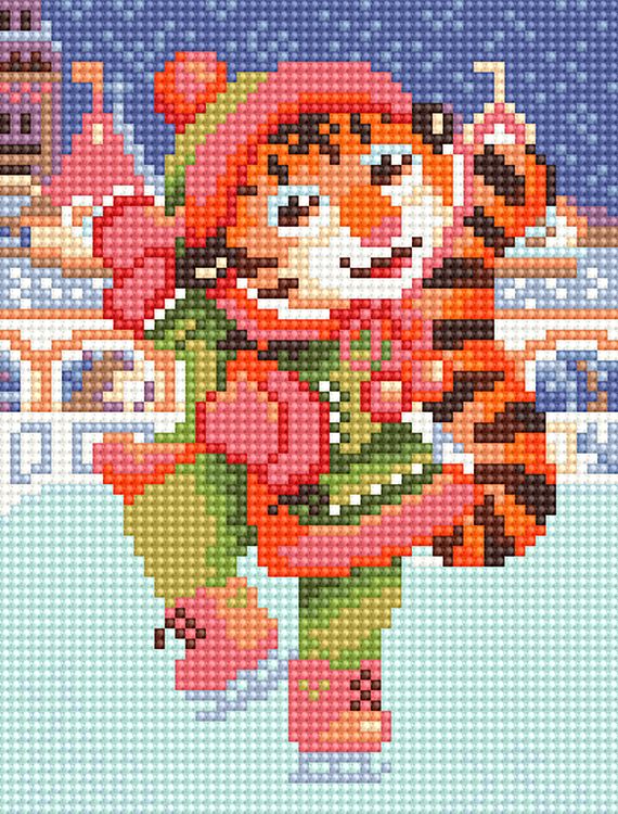 Алмазная вышивка «Тигренок на катке» — картинка 2