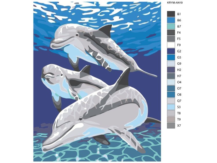 Картина по номерам «Дельфины в воде» — картинка 2