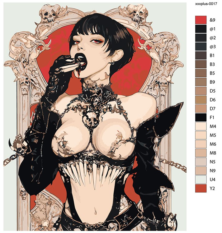 Картина по номерам «Девушка вампир с цепями, бдсм 40x50» — картинка 2