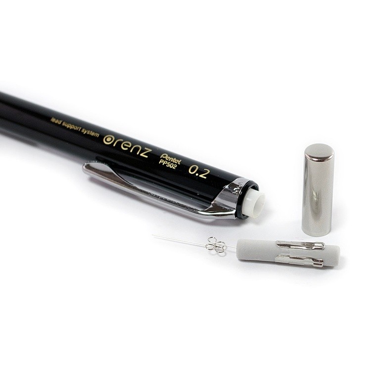 Карандаш Pentel автоматический профессиональный ORENZ 0.2 мм PP502-A черный корпус — картинка 4
