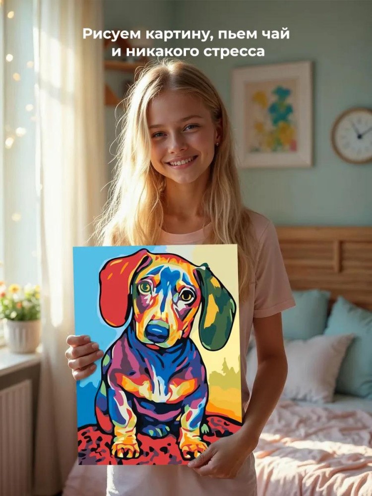 Картина по номерам «Радужный щенок» — картинка 7