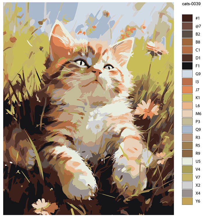 Картина по номерам «Котенок лежит в траве на полянке» — картинка 2