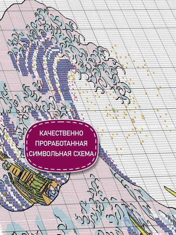 Набор для вышивания «Большая волна в Канагаве» по мотивам гравюры К. Хокусая — картинка 4