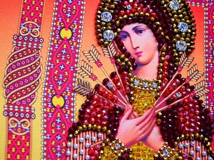 Набор вышивки хрустальными камнями «Богородица Семистрельная» — картинка 5