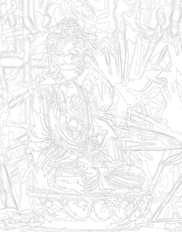 Картина по номерам «Религия буддизм: Будда статуя в саду» — картинка 3