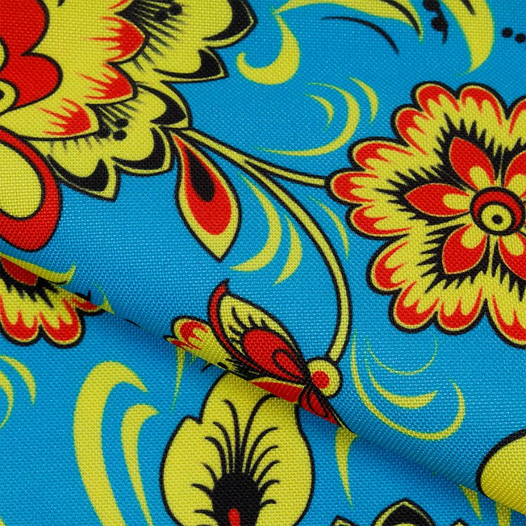 Ткань Габардин, 3 м x 155 см, 140 г/м², цвет: орнамент голубой, желтый, IDEAL — картинка 2