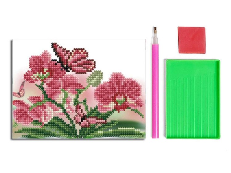 Алмазная вышивка-открытка «Розовая орхидея» — картинка 2