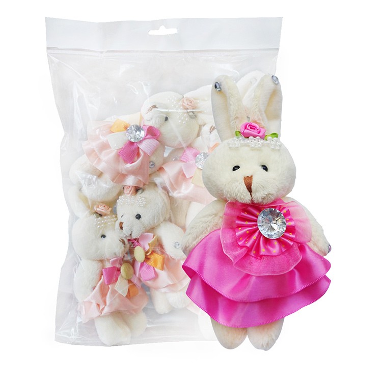 Мягкие игрушки для создания букета «Заяц в розовом» (5 игрушек) — картинка 2