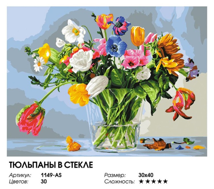 Картина по номерам «Тюльпаны в стекле» — картинка 2