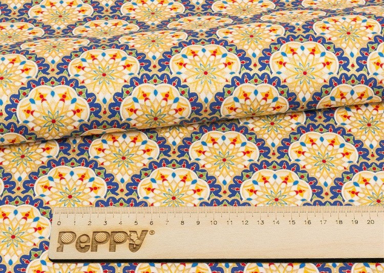 Ткань для пэчворка Индийское Сари, 146 г/м², 50х55 см, 100% хлопок, цвет: синий, принт, Peppy — картинка 2