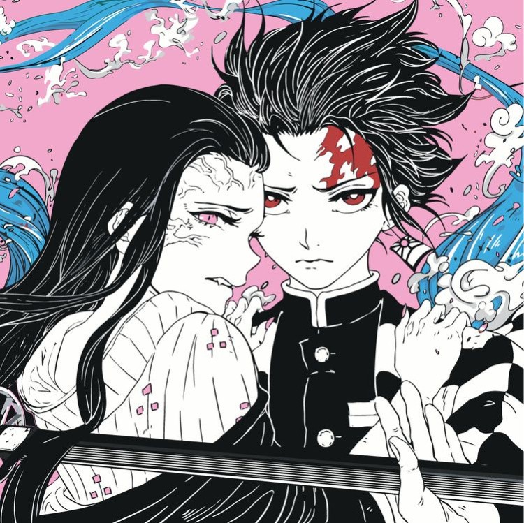 Картина по номерам «Клинок рассекающий демонов: Танджиро и Незуко»