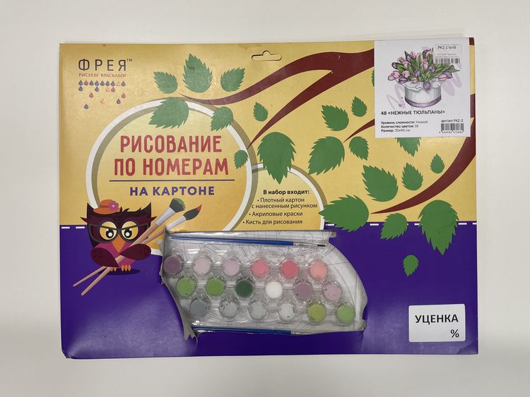 УЦЕНКА. Картина по номерам «Нежные тюльпаны» (немного порвана коробка) — картинка 2