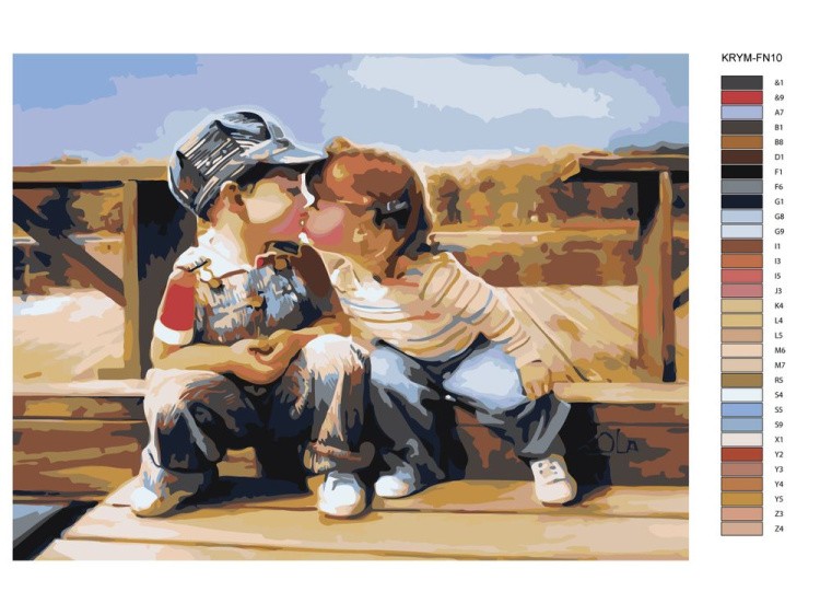 Картина по номерам «Детский поцелуй» — картинка 2