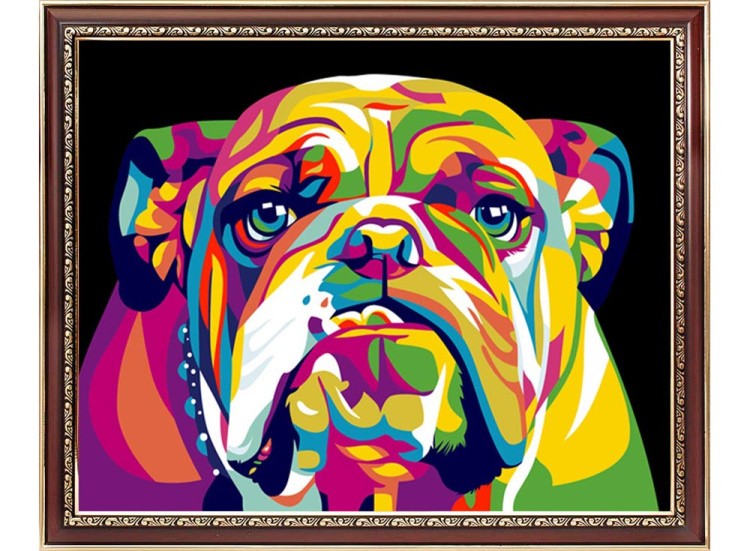 Картина по номерам «Радужный английский бульдог» — картинка 2